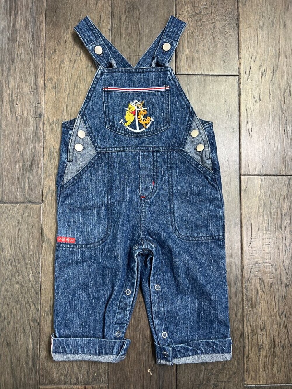 Vintage Disney Baby Winnie the Pooh & Tigger Nautical Denim Overalls 6-12M